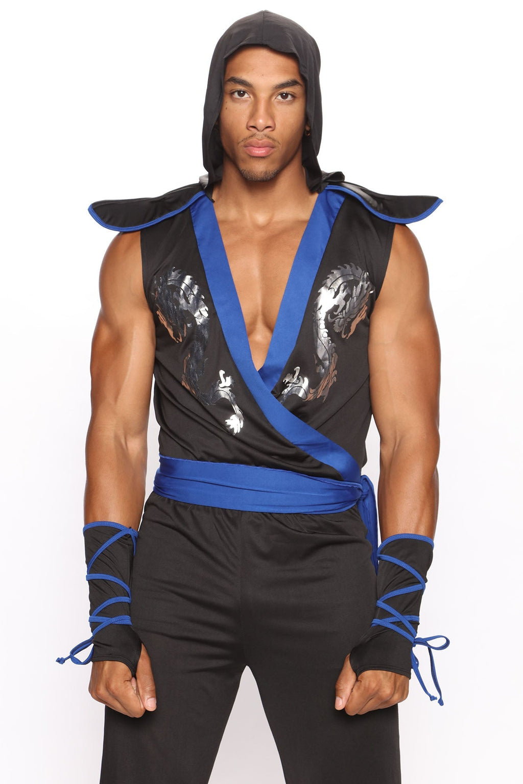 Dragon Ninja Costume Set with Hooded Tunic, Gauntlets and Sash