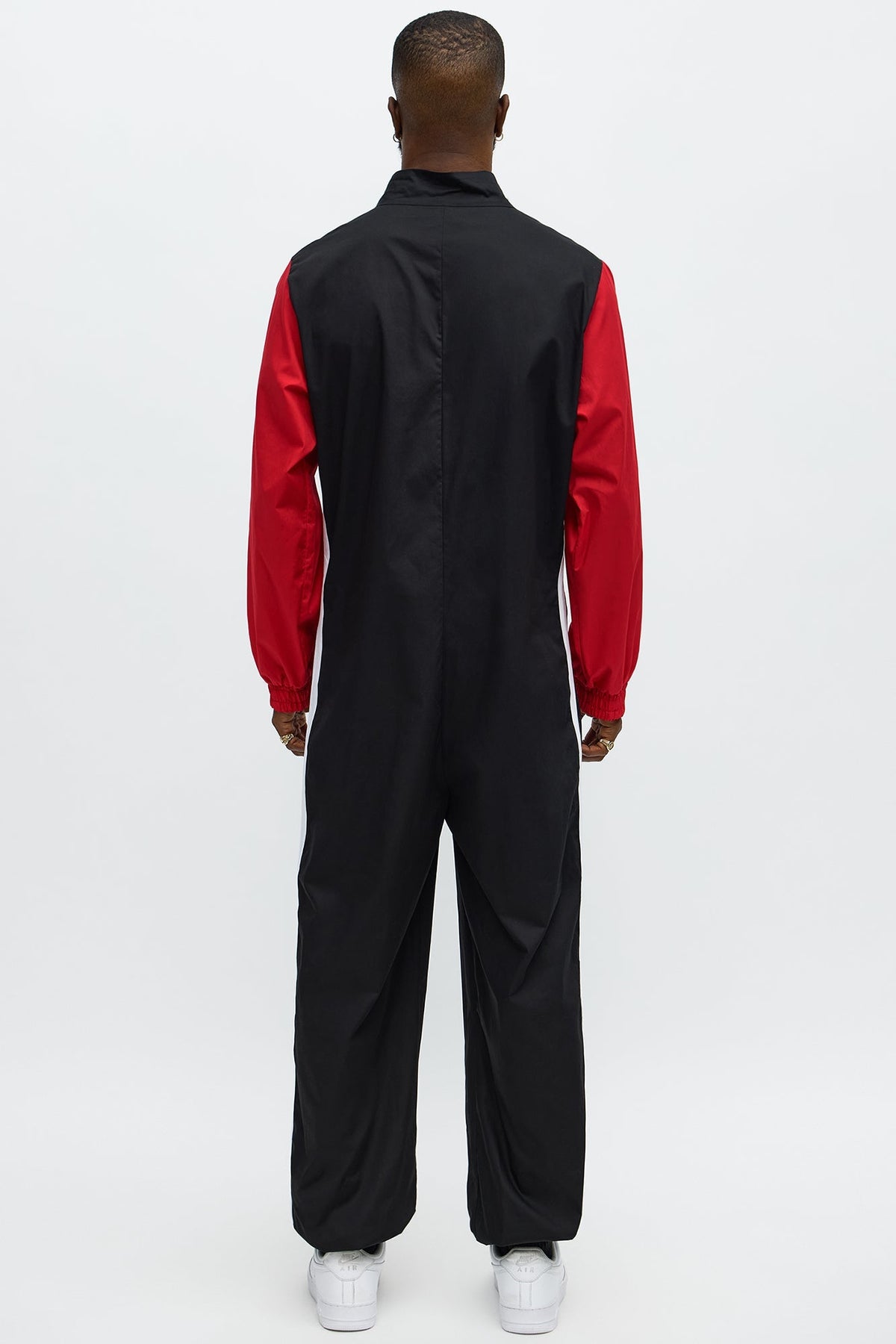Black Racing Driver Jumpsuit with Front Zipper and Chest Logo