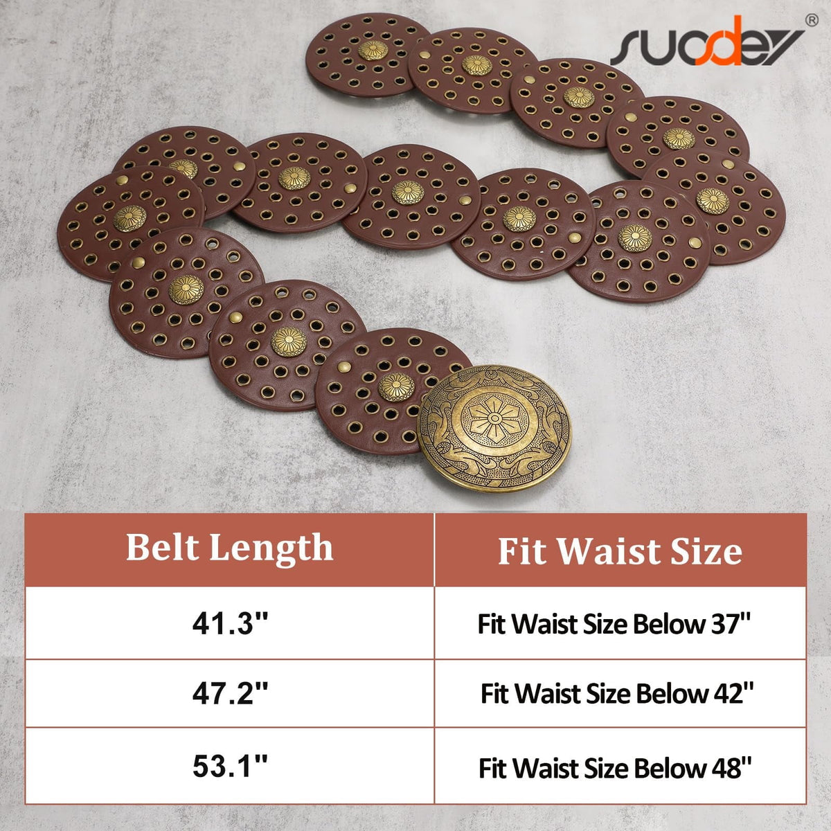 Women's Concho Disc Belt Western Cowboy Cowgirl Wide Leather Boho Country Waist Belts for Dress Jeans