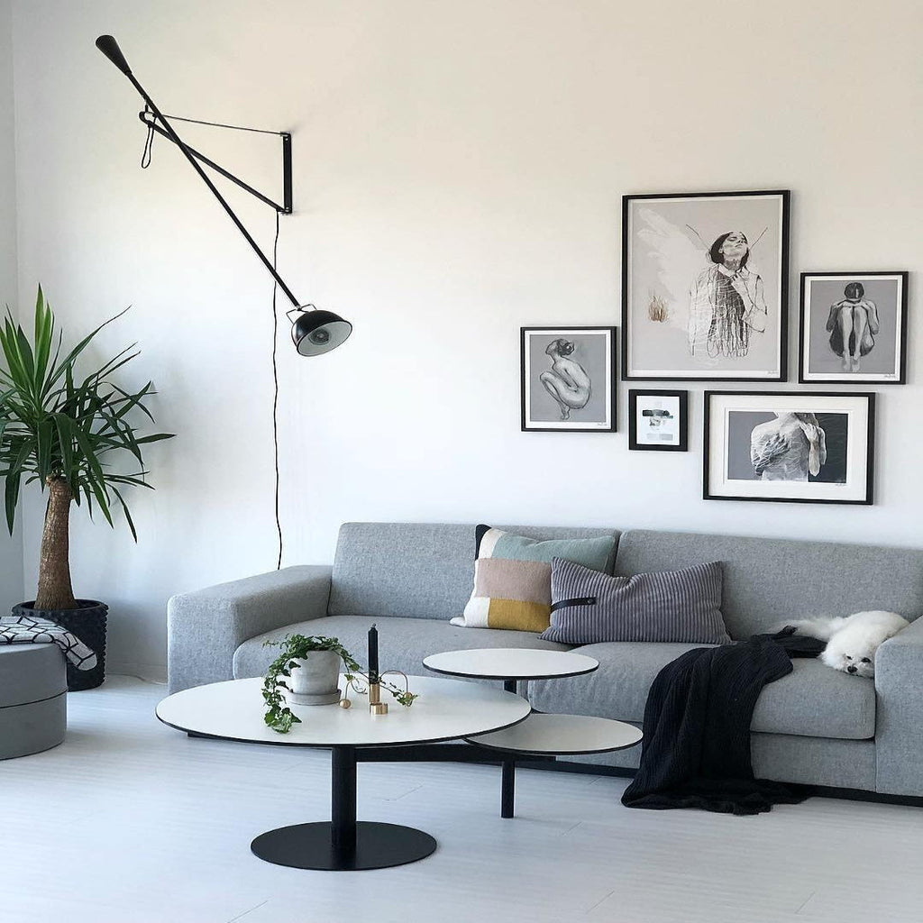 Adjustable Wall Lamp with Swinging Arm and Cast Iron Counterweight, 80.7  inches