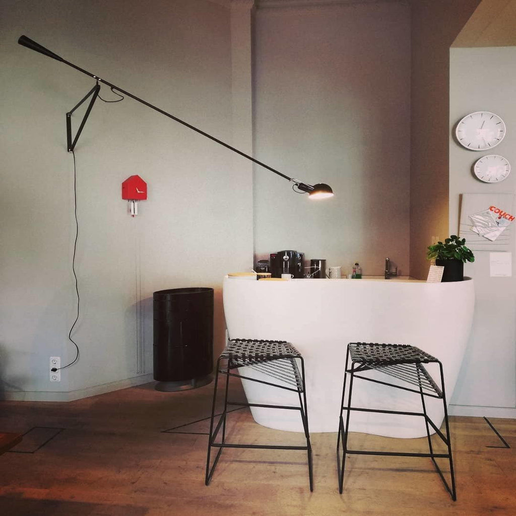 Adjustable Wall Lamp with Swinging Arm and Cast Iron Counterweight, 80.7  inches