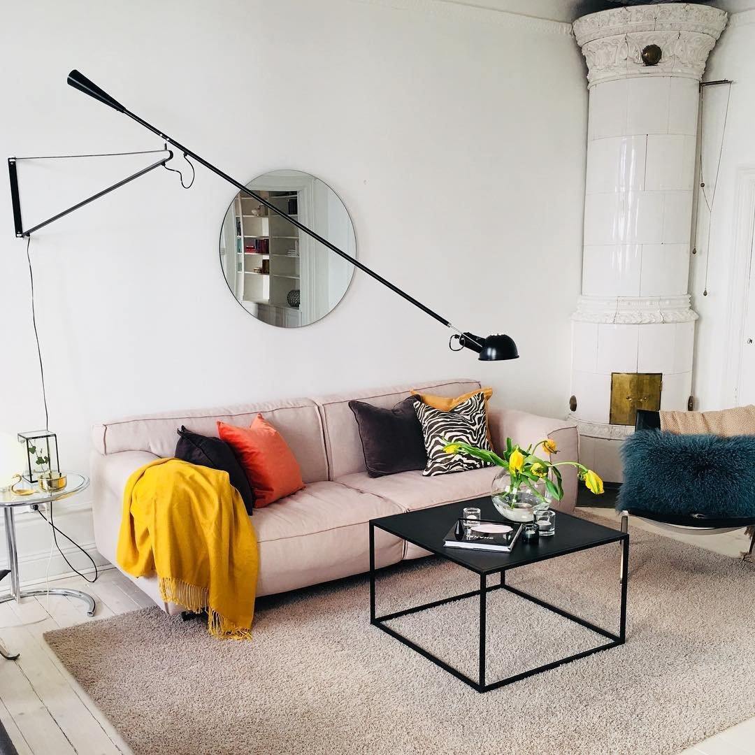 Adjustable Wall Lamp with Swinging Arm and Cast Iron Counterweight, 80.7  inches