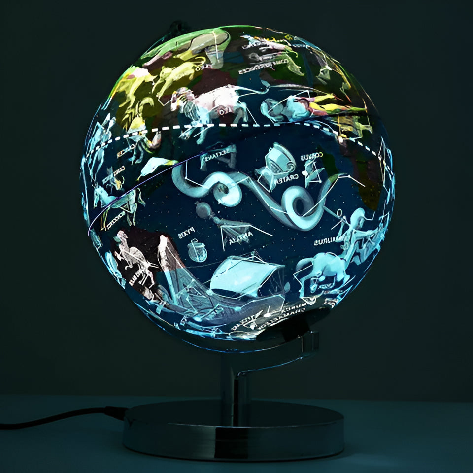 Globe with 12 Constellation Displays and LED Night Light