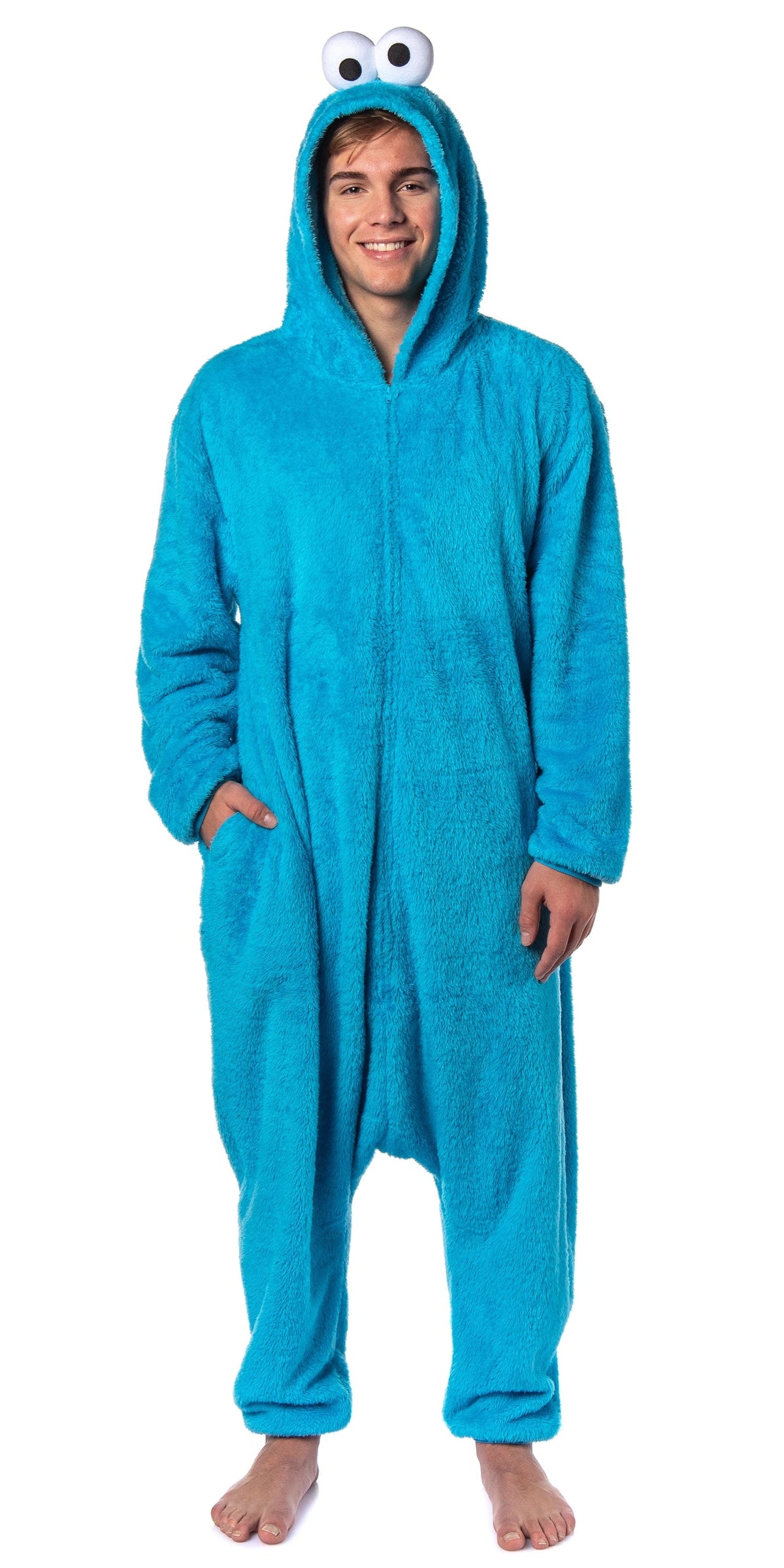 Sesame Street Union Suit Adult Kigurumi Costume Pajama Fleece Hooded One Piece