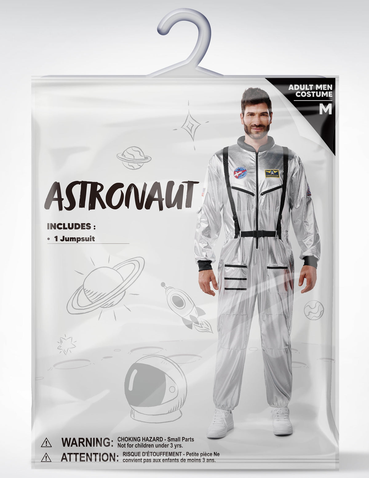 Joyfy Adult Men Astronaut Costume Halloween Spaceman Costume Silver Space Suit Spaceman Jumpsuit Pilot Outfit for Halloween Party Cosplay
