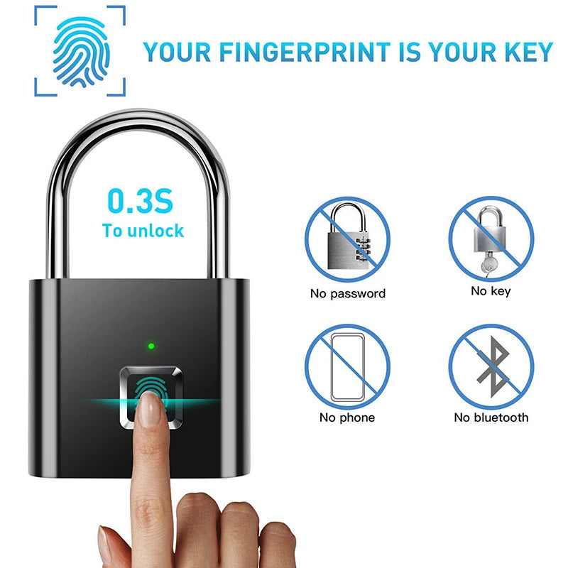 Fingerprint Padlock with App Control and 10-Print Storage, 6-Month  Battery