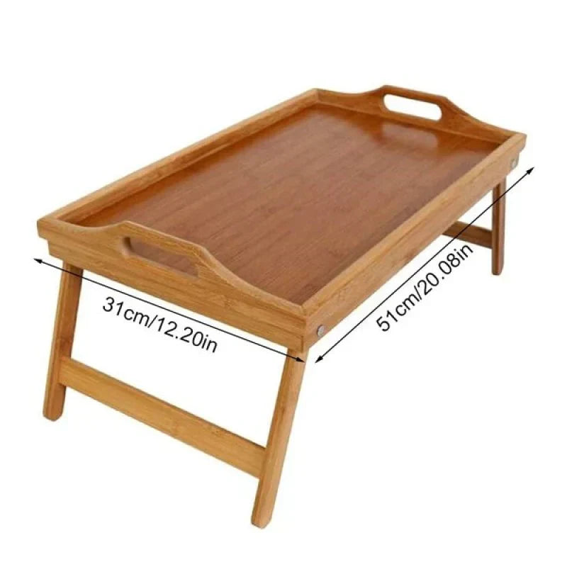 Folding Bamboo Bed Tray with Stable Surface and Foldable  Legs