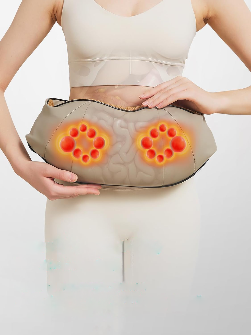 Abdominal Massager with Dual Rotating Heads and Heat Function, 9.8 Inch  Width