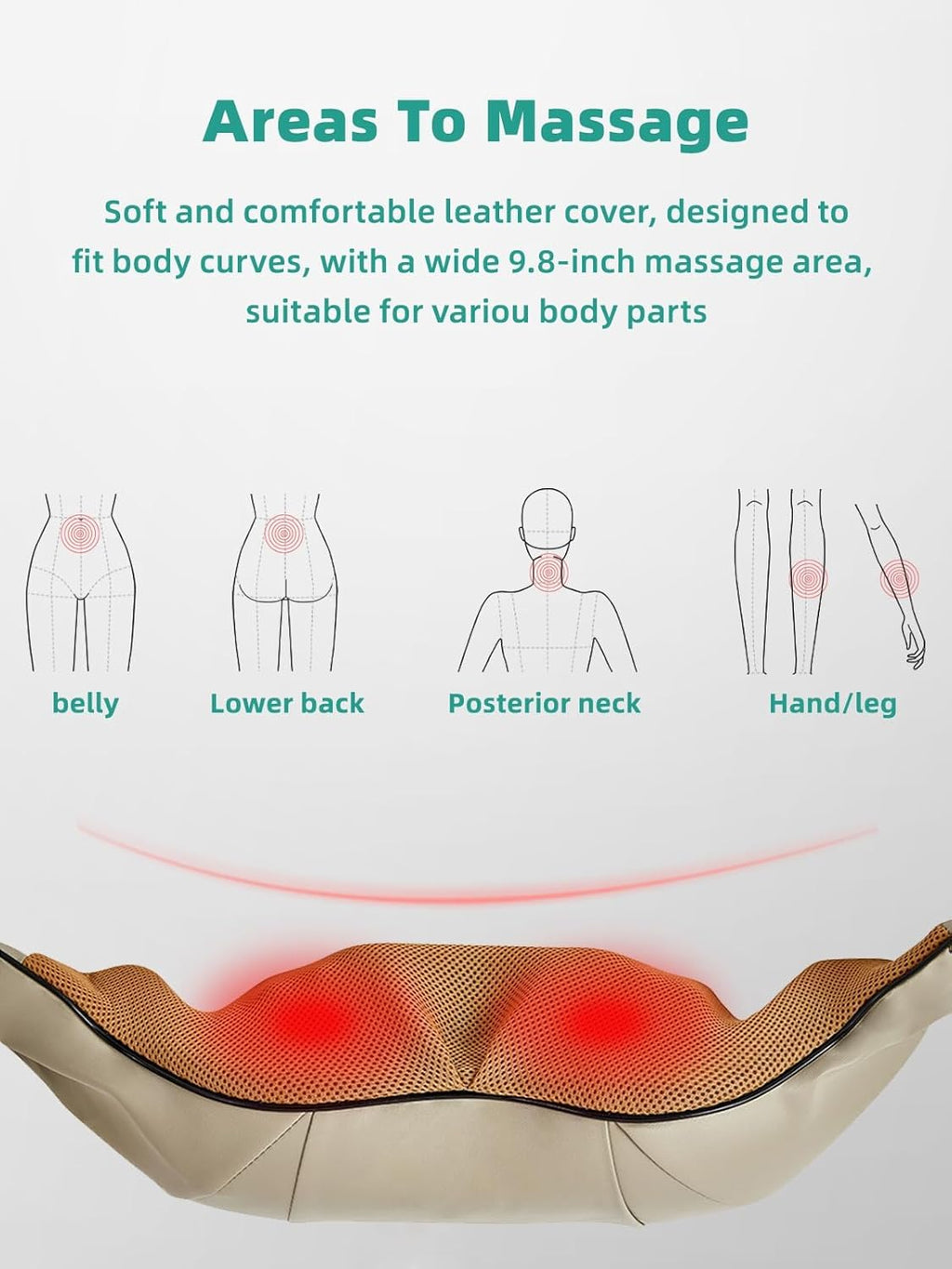 Abdominal Massager with Dual Rotating Heads and Heat Function, 9.8 Inch  Width