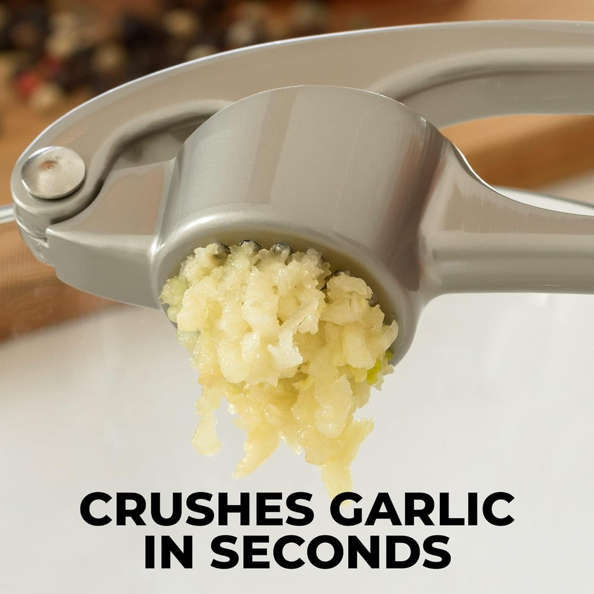 Handheld Garlic Press with 37 Precision Holes and Ergonomic Grip