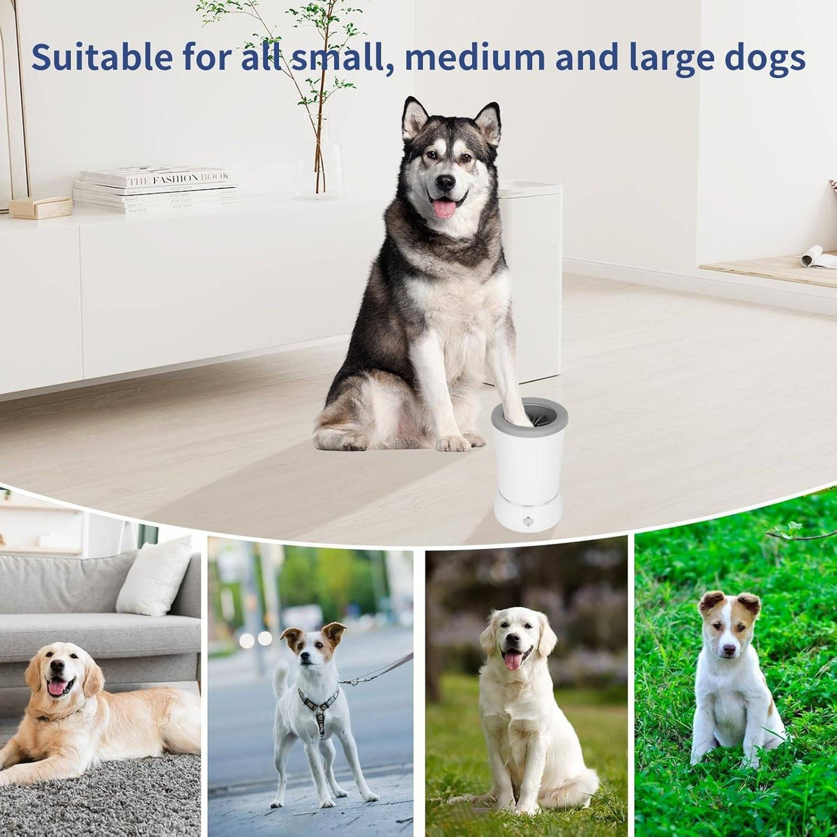 Dog Paw Cleaner with Rotating Silicone Brushes and Dual Speed  Settings