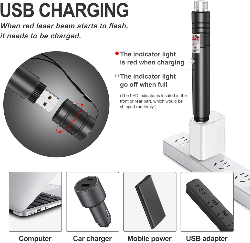 Green Laser Pointer with Rechargeable Battery and Starry Pattern, 2000ft Range
