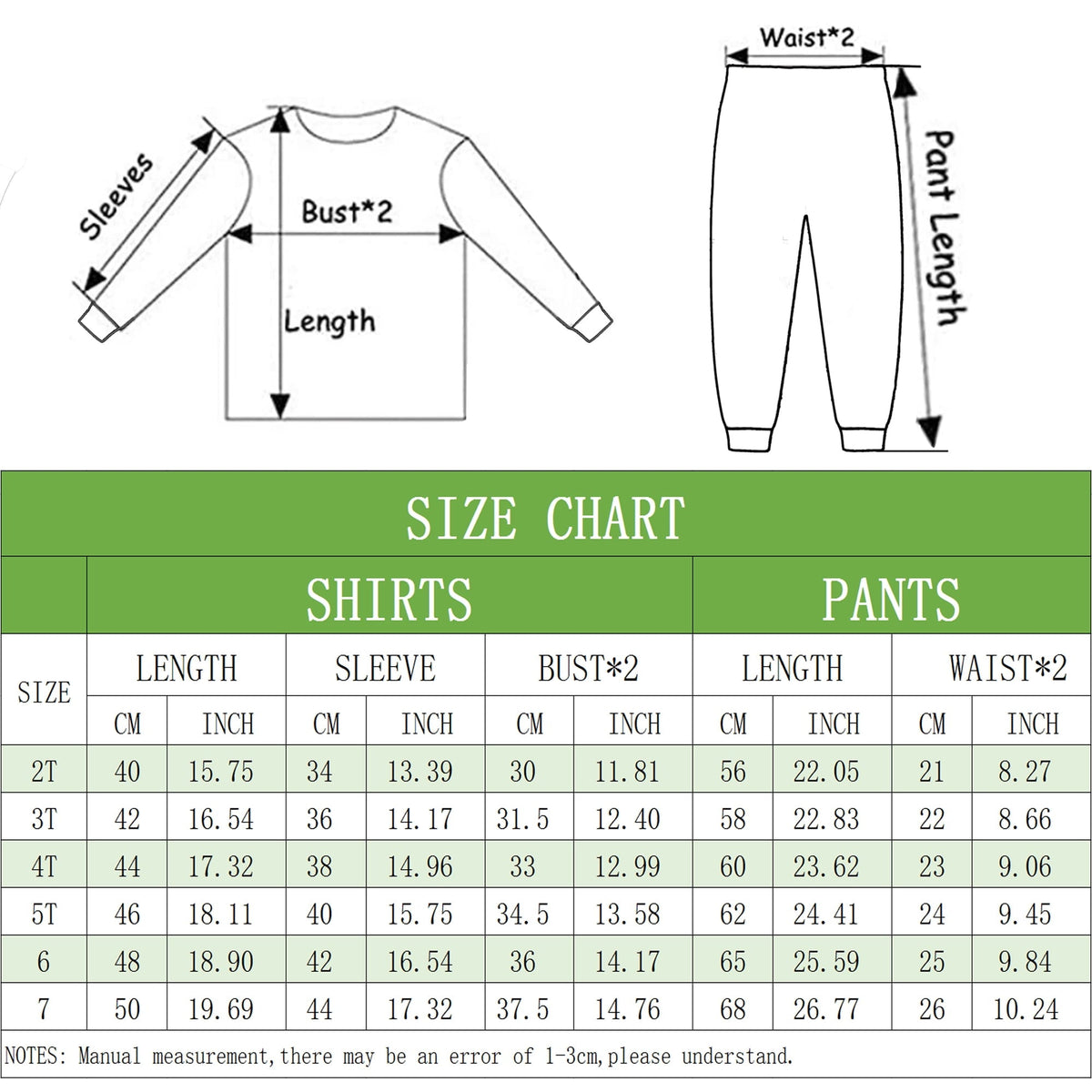 POPTEM Toddler Halloween Pajamas Glow in the Dark Long Sleeve 2-Piece Sleepwear 4T