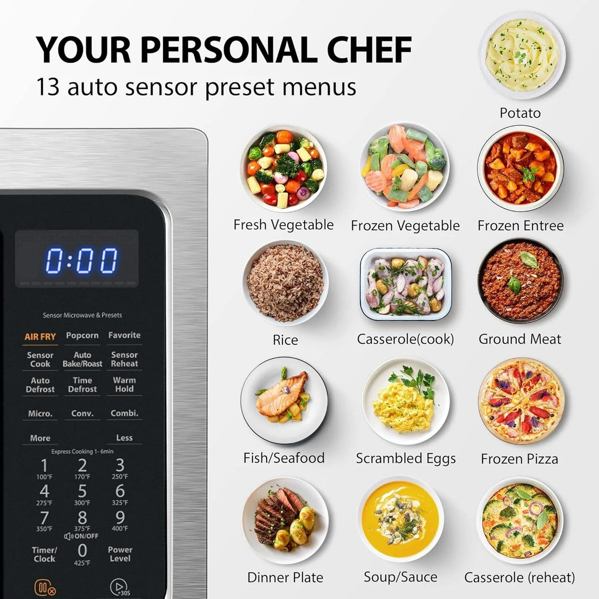 TOSHIBA 4-in-1 Countertop Microwave Oven, 1.5 Cu Ft, 1000W, Silver - ML-EC42P(SS)