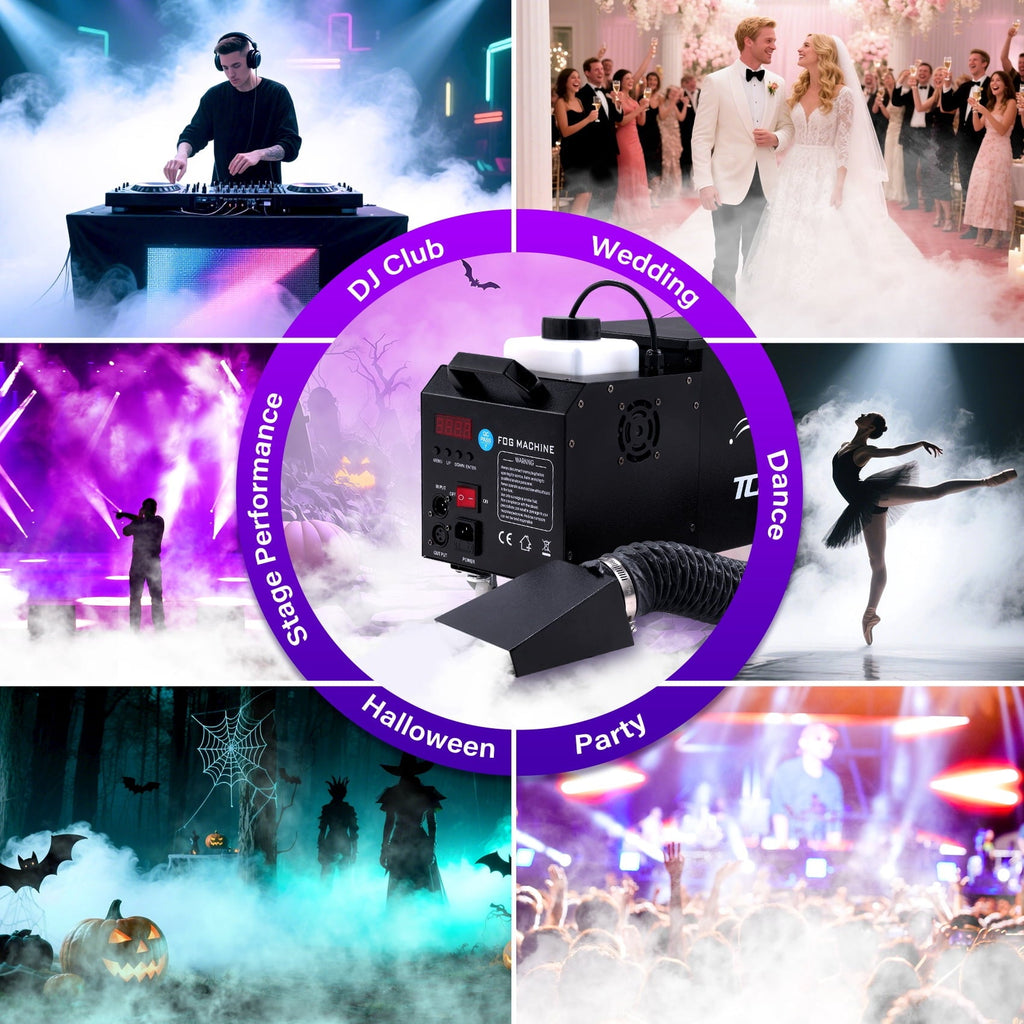 TCFUNDY 1500W Low Lying Fog Machine, Dry-Ice Effect Fogger w/ Tube, Ground Smoke Machine w/ DMX & Wireless Remote Control, Ideal Atmosphere Maker for Halloween, Parties, Weddings and Stage