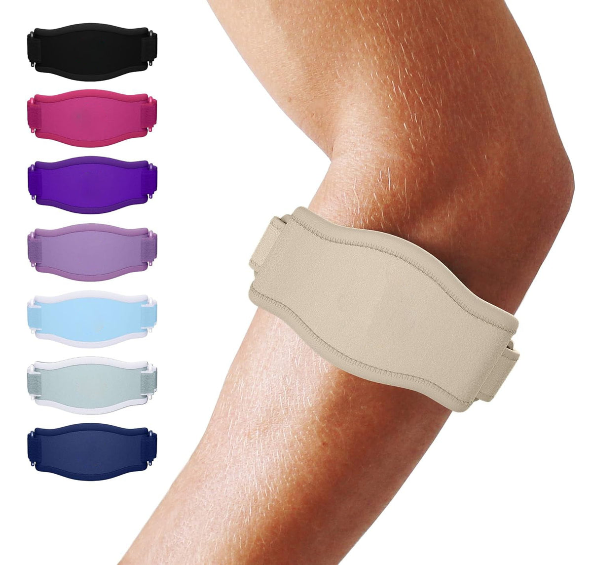 Adjustable Elbow Compression Brace with Three Hook and Loop Straps