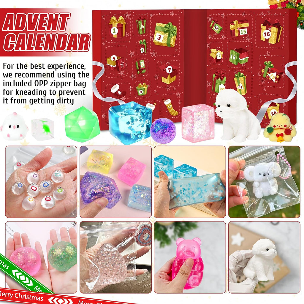 24-Day Squishy Toy Countdown Calendar with Animal and Food Shapes
