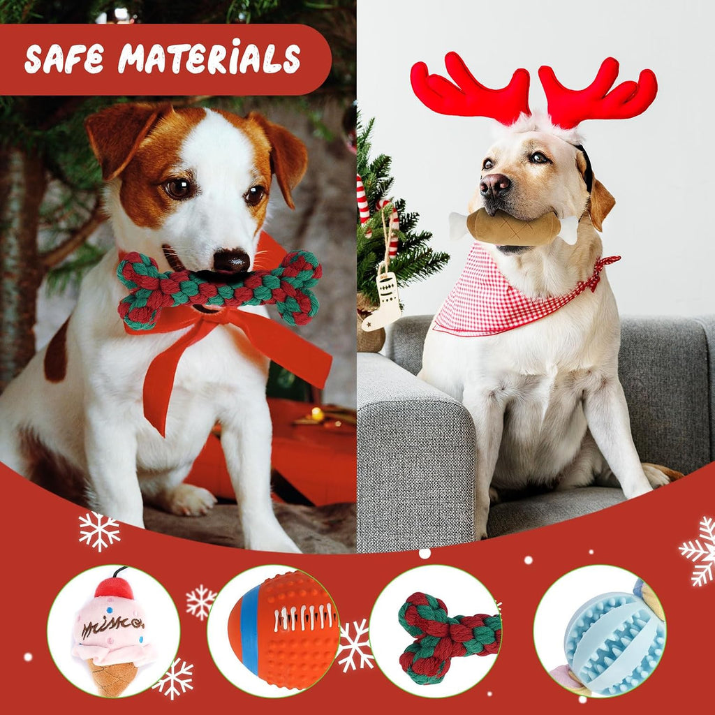 Dog Advent Calendar with 12 Interactive Toys and Squeaky Balls, Ropes for Small to Large Dogs