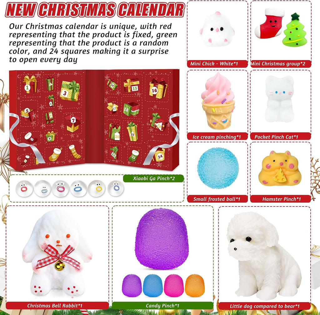 24-Day Squishy Toy Countdown Calendar with Animal and Food Shapes