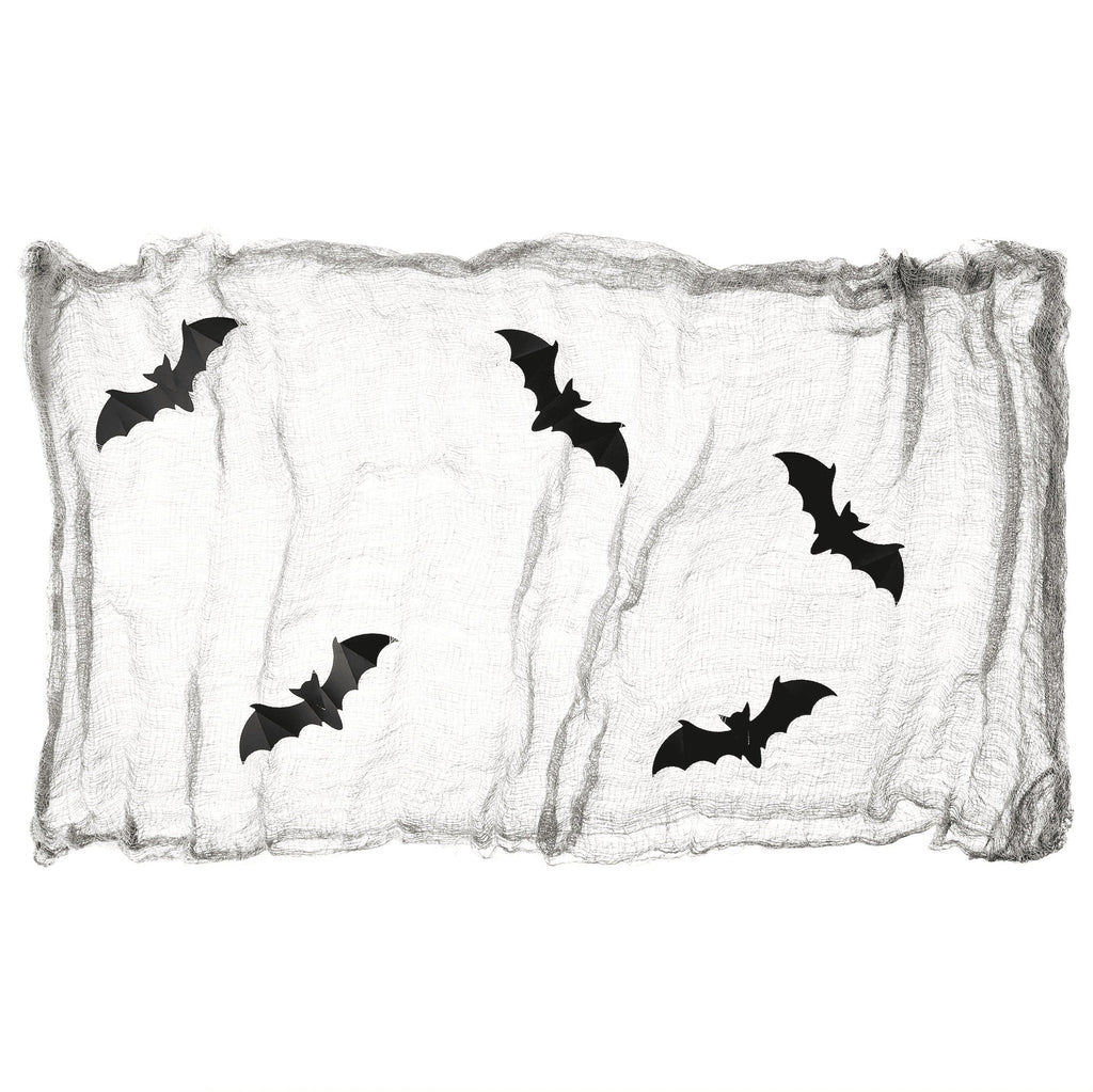 Creepy Gauze Fabric with Bats, Gray, 29.5" x 118", Halloween by Way To Celebrate