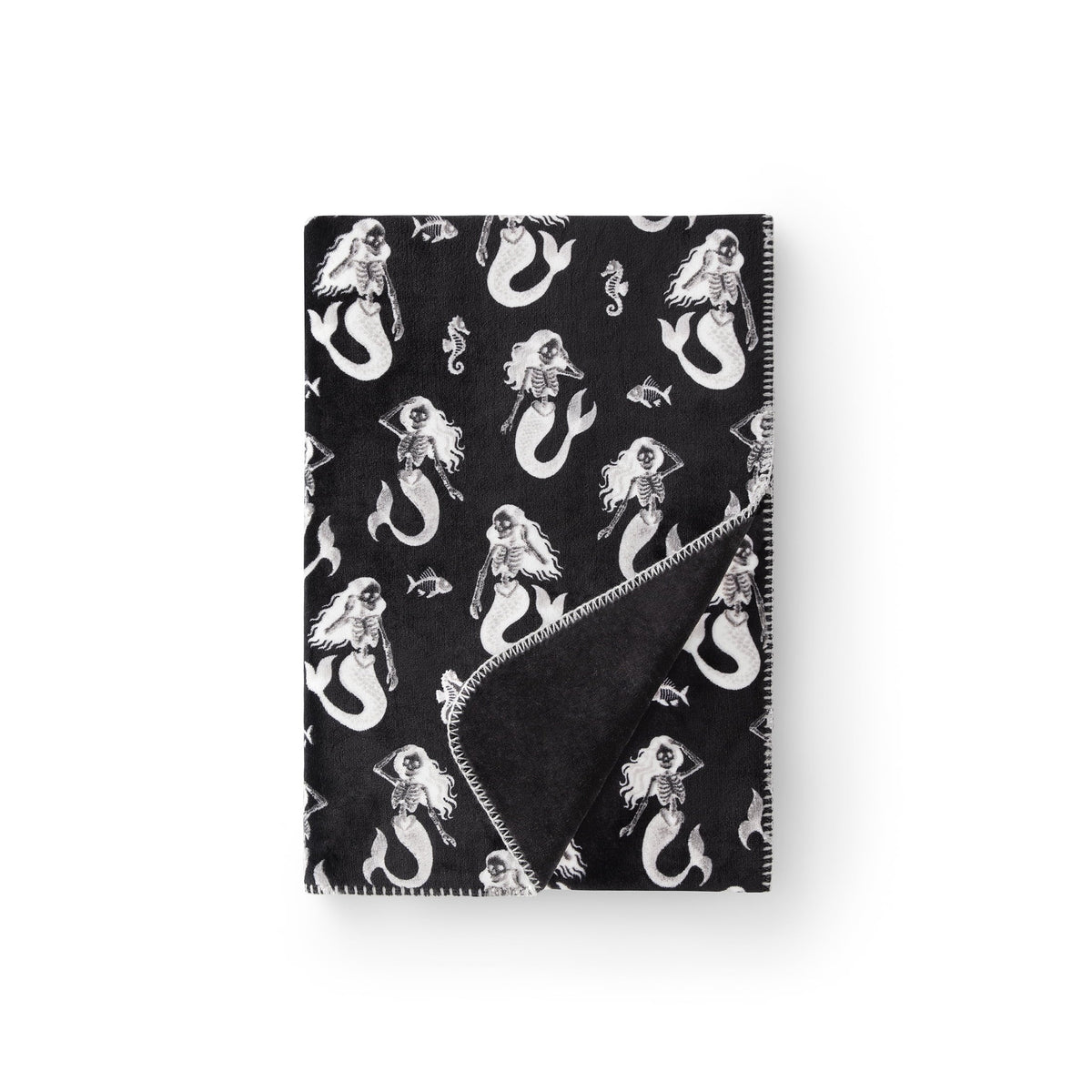 Boo-tique Soft Throw Blanket, Plush Fleece Blanket, Halloween Mermaids, Black, 50" x 72"