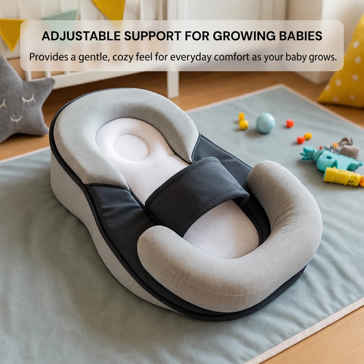 Baby Incline Cushion with Adjustable Leg Support for Newborns 0-12 Months