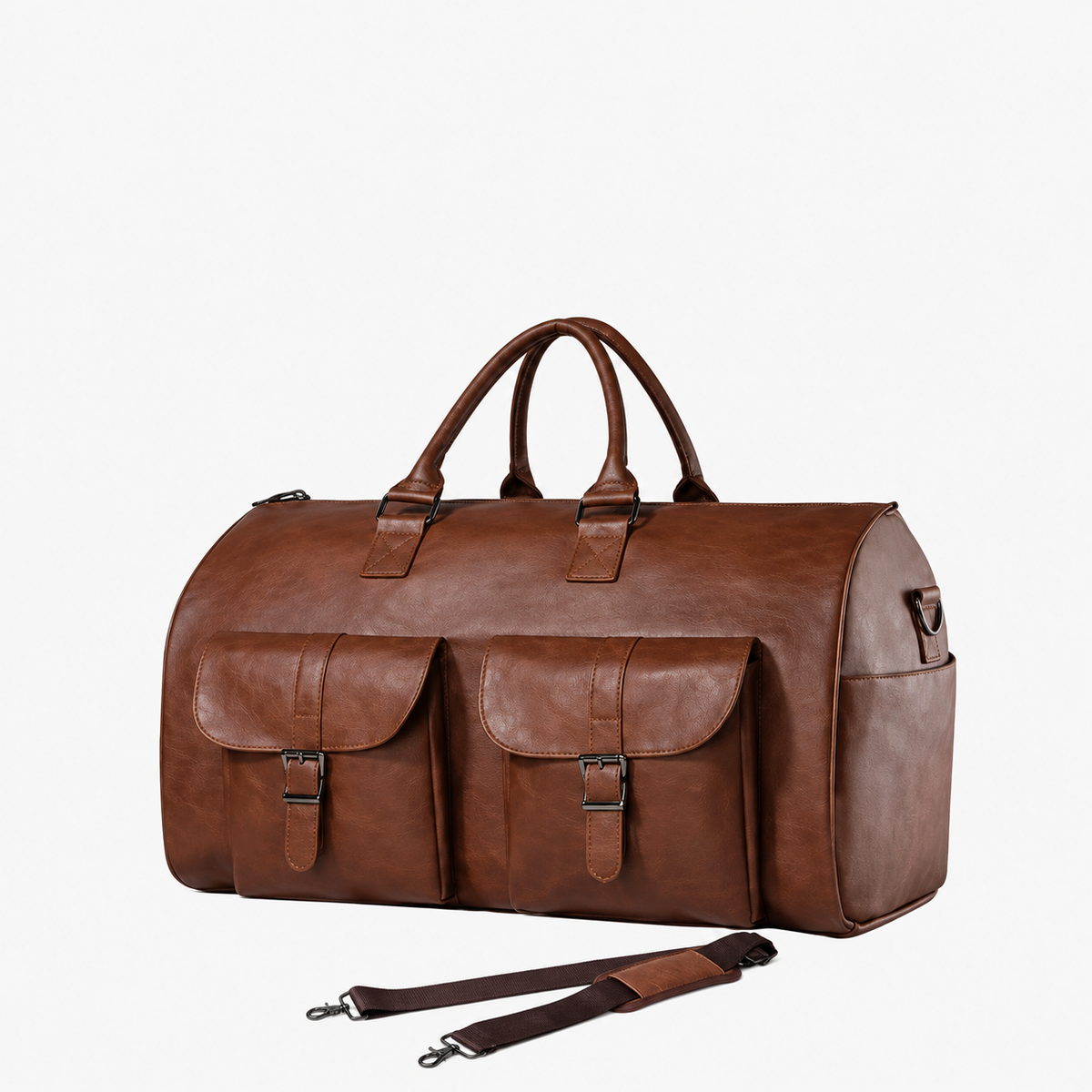 Convertible Travel Duffle Bag with Garment Buckles and Shoe Compartment, Telescoping Handle