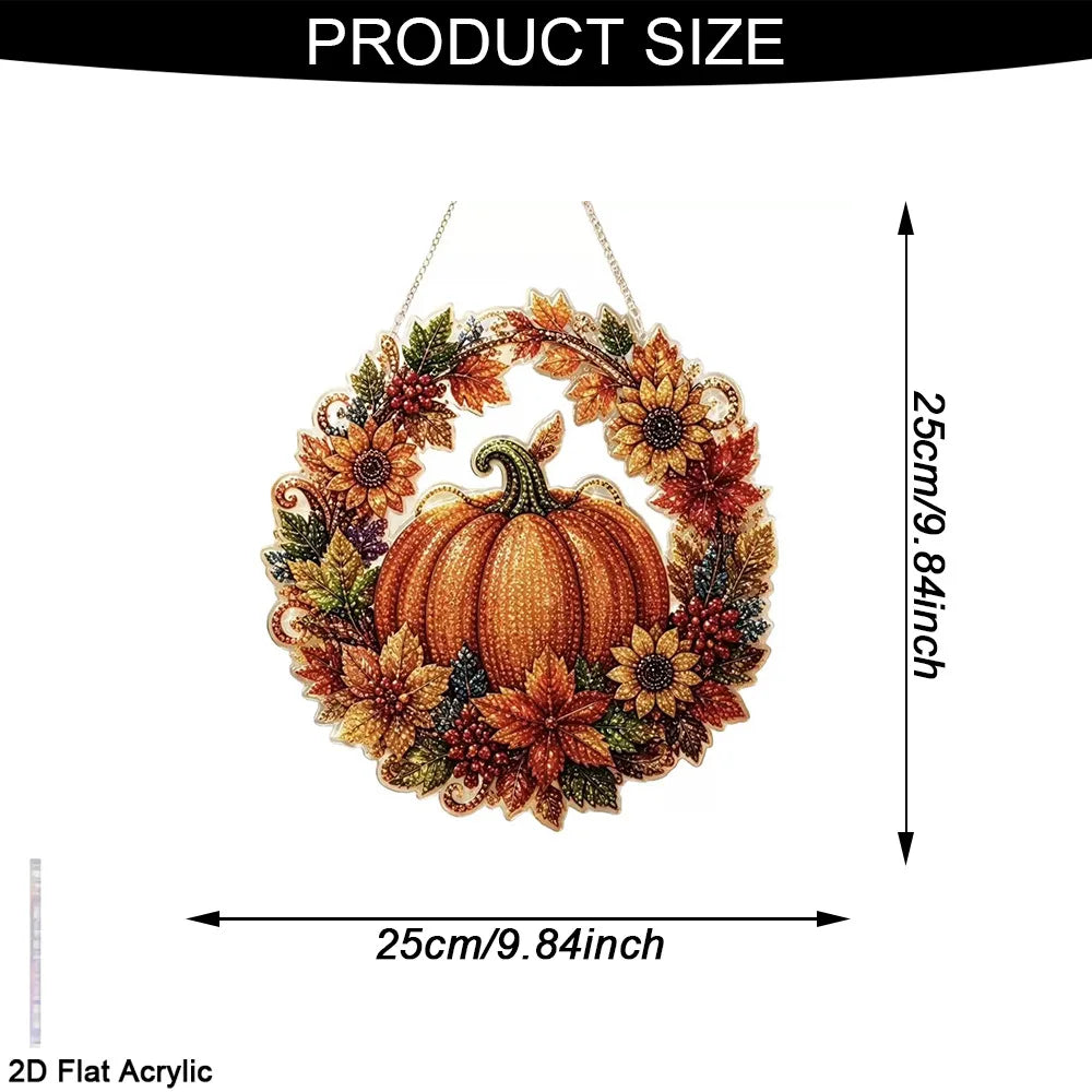 Diamond Painting Suncatcher Kit with Numbered Zones and Multi-Faceted Rhinestones, 4 Autumn Designs