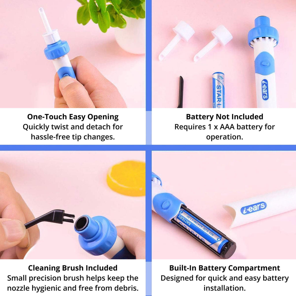 Electric Ear Wax Suction Tool with Medical Grade Silicone Tip and 60-Minute  Battery