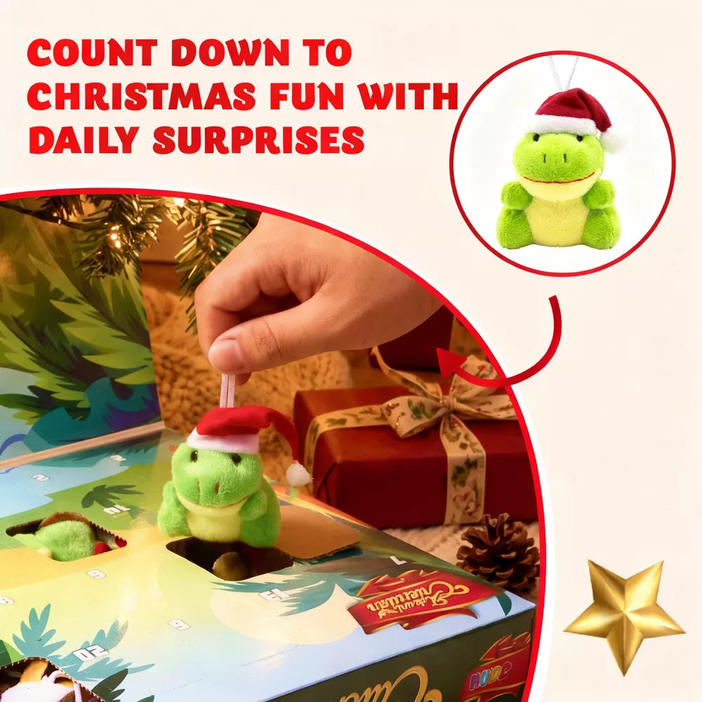 24 Mini Stuffed Animals Advent Calendar with Numbered Doors and Holiday Characters