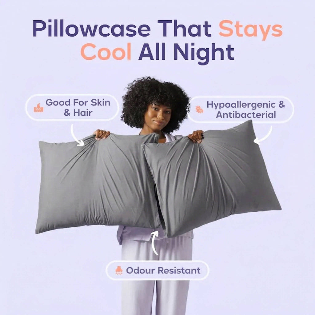 2 Pack Cooling Pillowcase, Silky Smooth Wrinkle Free Sleep Enhancer, Breathable Soft Cases for Night Sweat Relief
