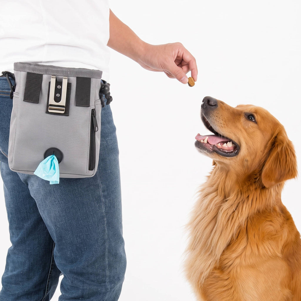 Dog & Bird Training & Travel Treat Pouch Bag, Gray Pet Training Snack Bag