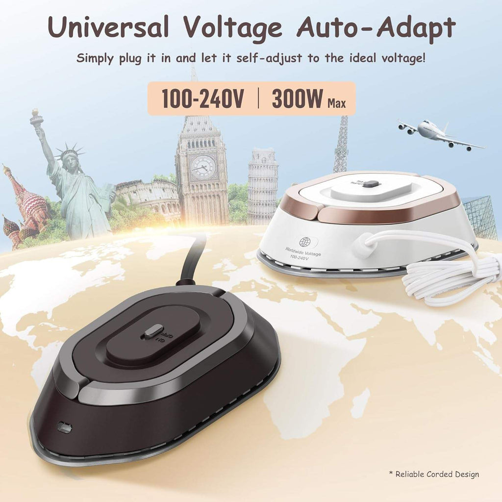 Compact Travel Iron with Foldable Handle and Rapid Heating  Plate