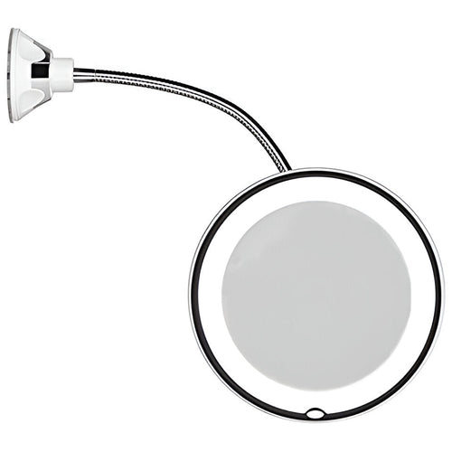 10X Magnifying Mirror with LED Edge Lighting and Adjustable Suction  Base