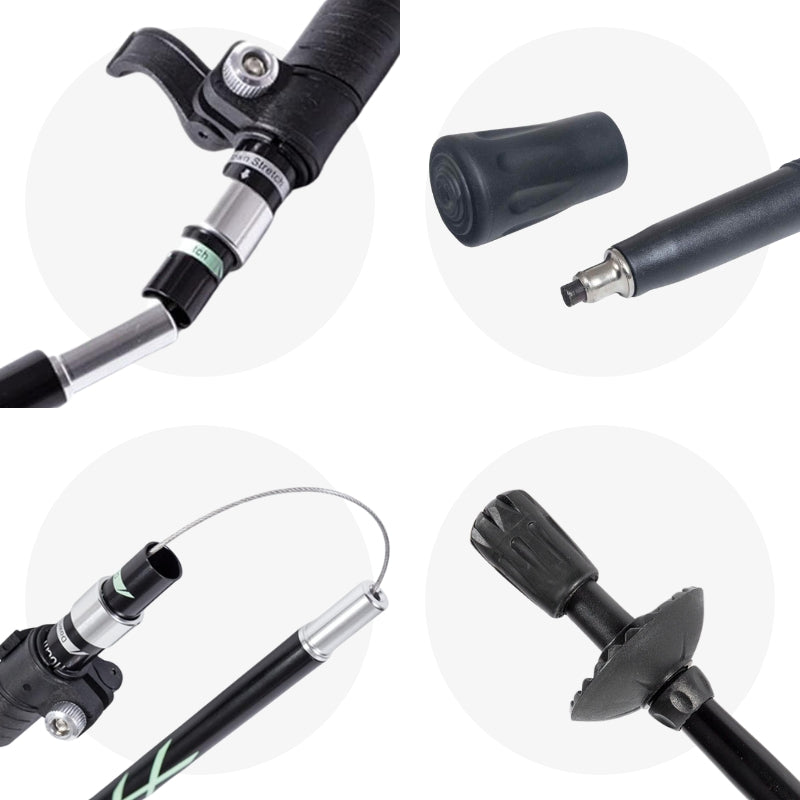 Folding Trekking Stick with Alloy Steel Shaft and Textured Grip  Handle