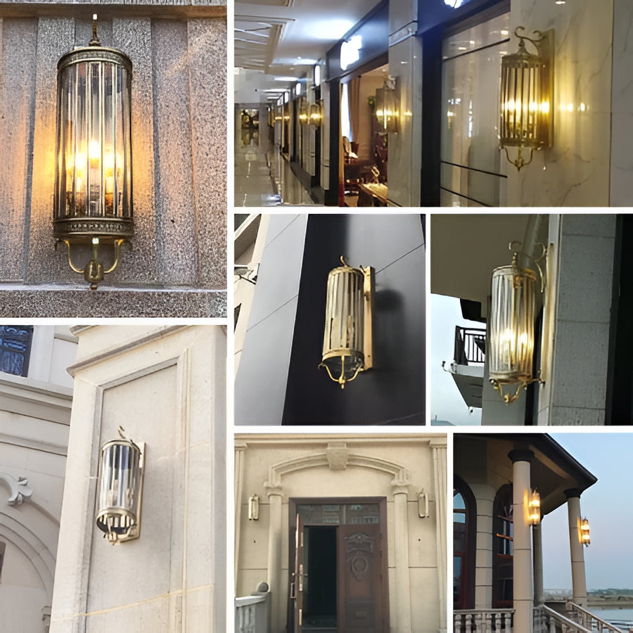 Copper Wall Sconce with IP65 Weather Protection and Glass Panel for Outdoor Entryways