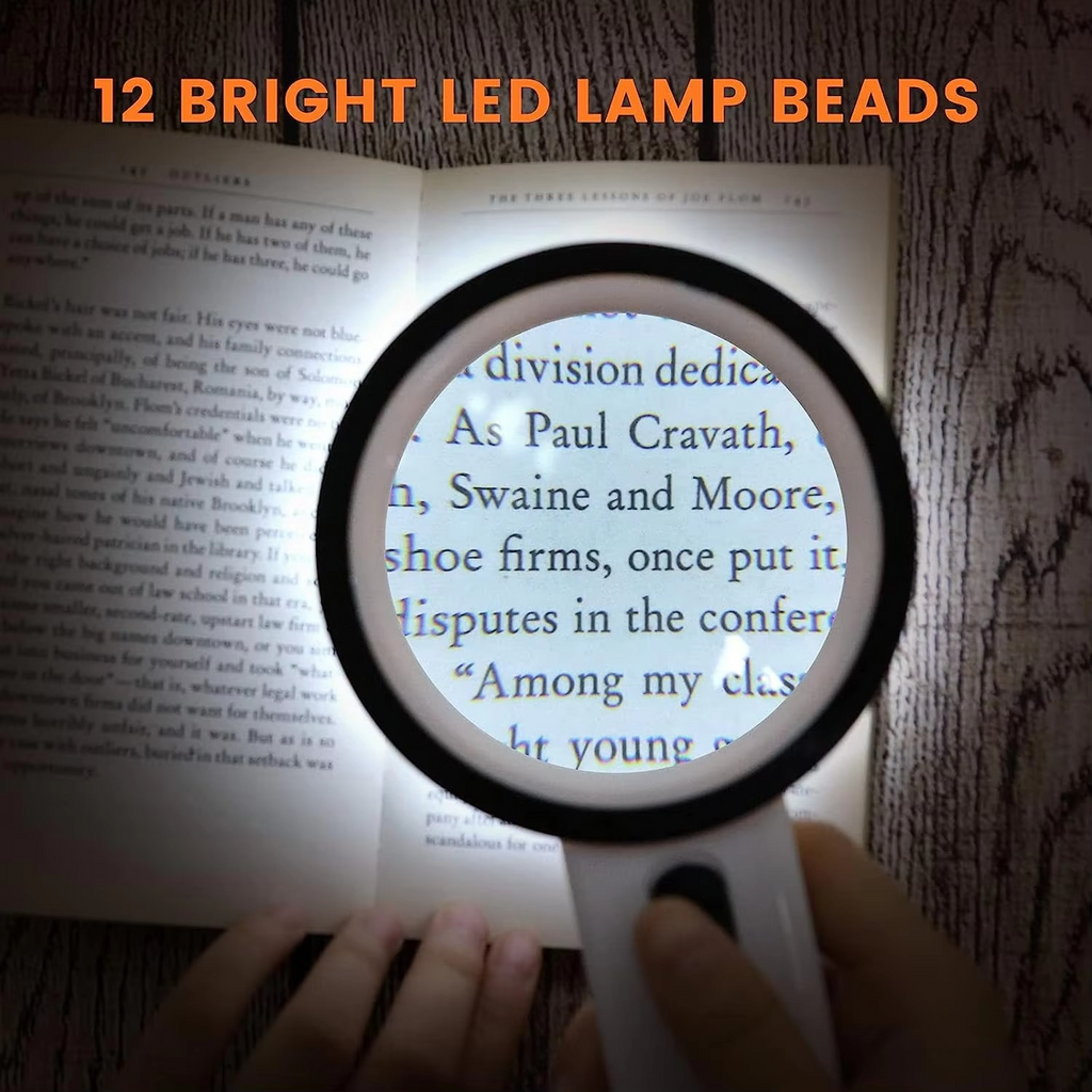 Handheld 30X Optical Magnifying Glass with LED Lights for Reading