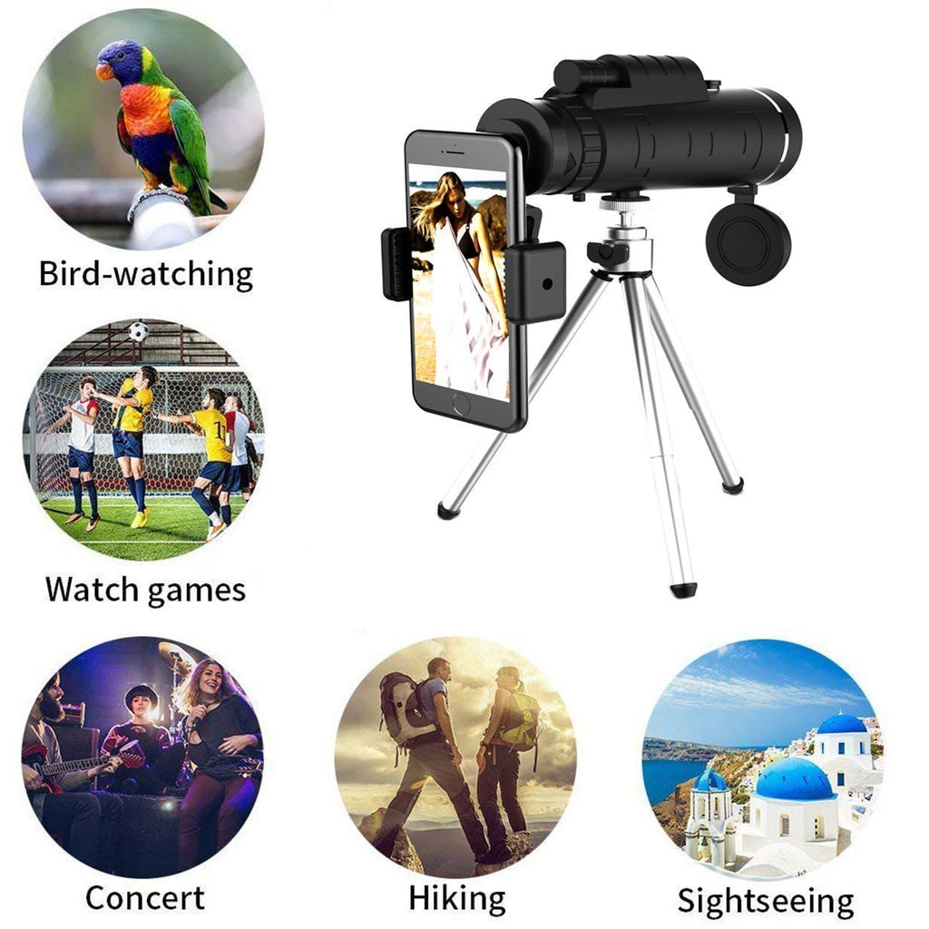 High Power Monocular Telescope With Smartphone Holder and Tripod, Waterproof 10x Magnification