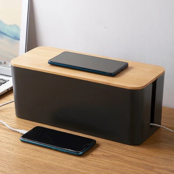 Cable Storage Box with Side Openings and Lid, Multiple Sizes