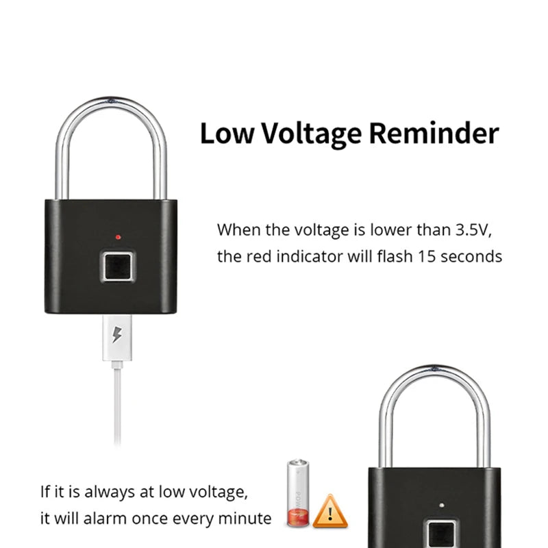 Fingerprint Padlock with App Control and 10-Print Storage, 6-Month  Battery