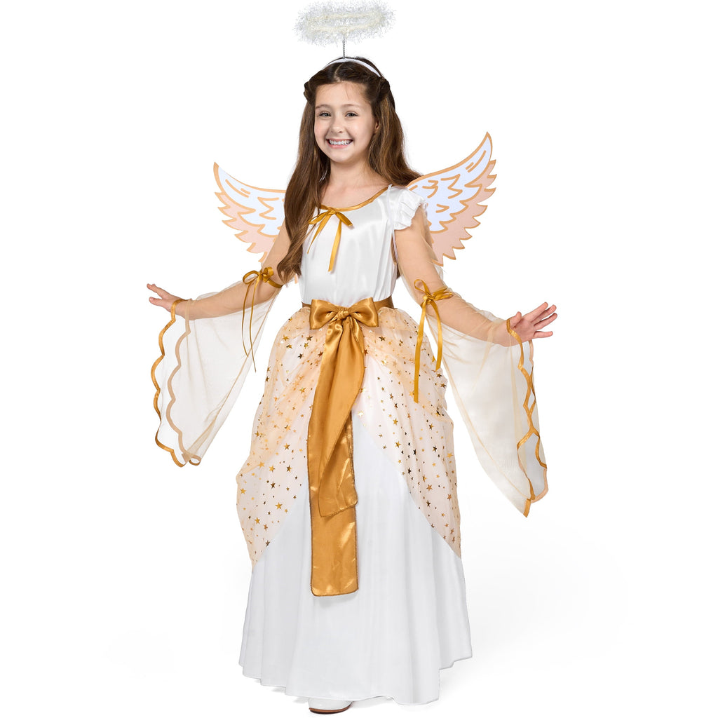 Joyfy Halloween Angel Costume for Girls, Angel Dress for Kids, Guardian Angel Set for Halloween Costumes Themed Party Cosplay