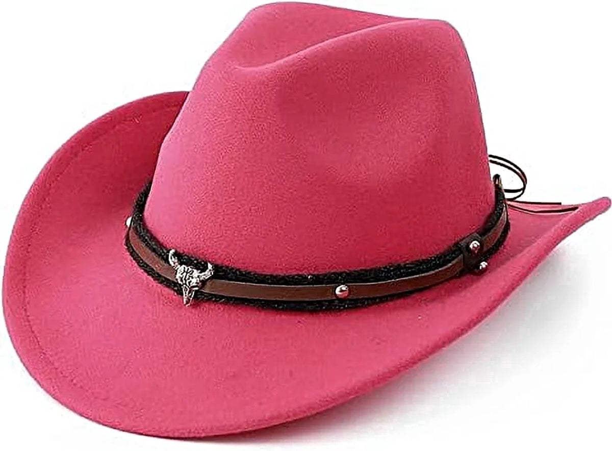 Wowstyle Wide Brim Cowboy Hat for Adult Men Women Cowgirl Hat with Adjustable Leather Band Western Cattleman Cowboy Rodeo Outfit for Outdoor Activities, Parties, Music Festive