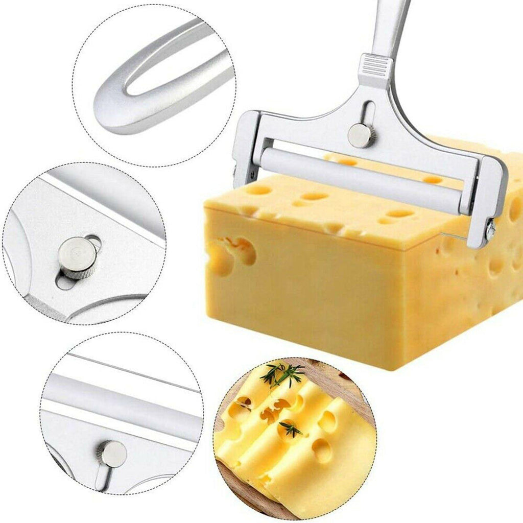 Cheese Slicer with Adjustable Thickness and Replaceable Cutting Wire, Non-Slip Base