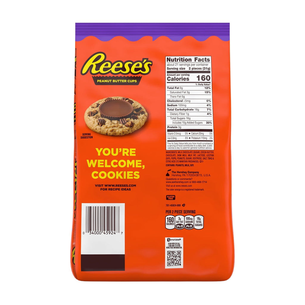 Reese's Milk Chocolate Snack Size Peanut Butter Cups, Halloween Candy Bag, 22.55 oz (40 Pieces)