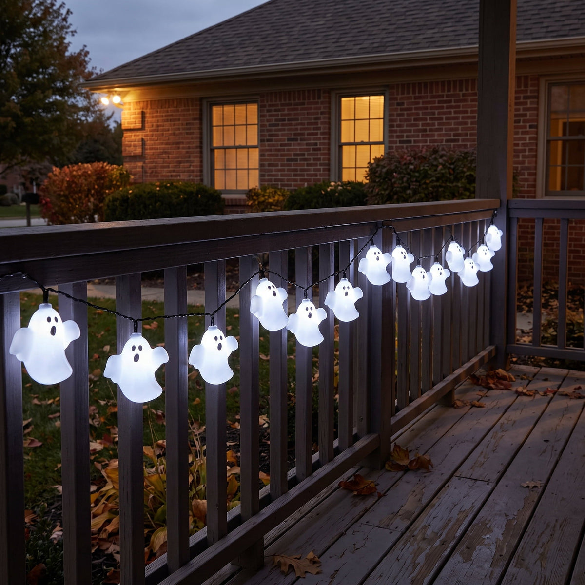 Indoor 10-Count Battery-Operated LED Ghost String Lights, Cool White, 4.5', Halloween by Way To Celebrate