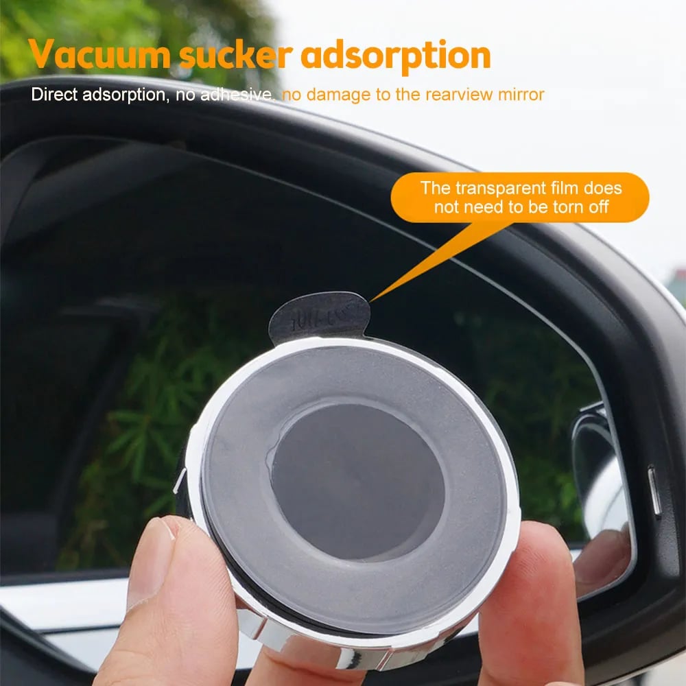 Convex Blind Spot Mirror with Vacuum Suction Mount and 360 Rotation for Cars, SUVs,  Trucks