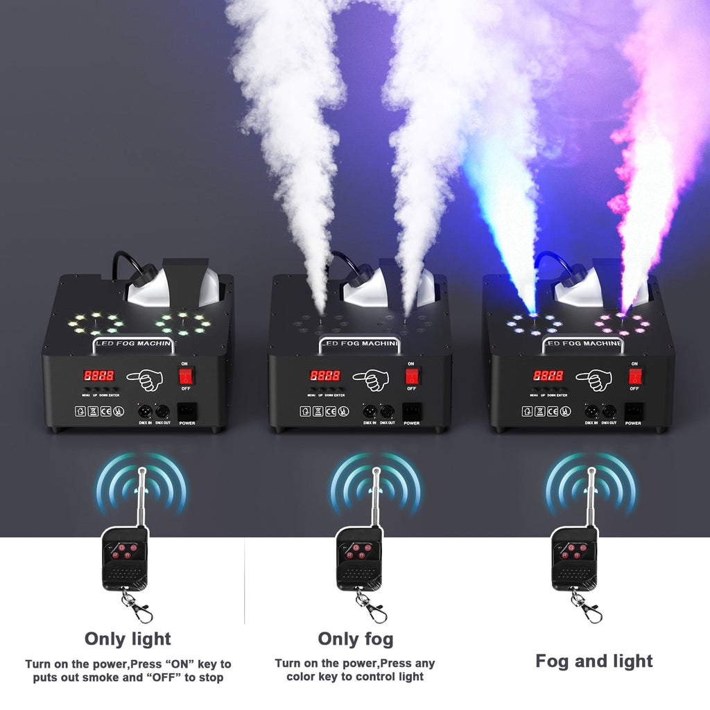 Smoke Machine Fog Machine 2000W Double-tube Adjustable DMX512 RGB 3-in-1 Led Stage Smoke Machines for Party/ Wedding/ Stage