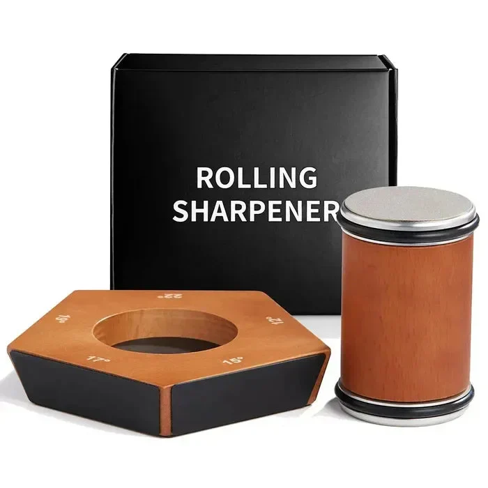 Diamond Coated Rolling Knife Sharpener with Angle Guide and Non Slip Base