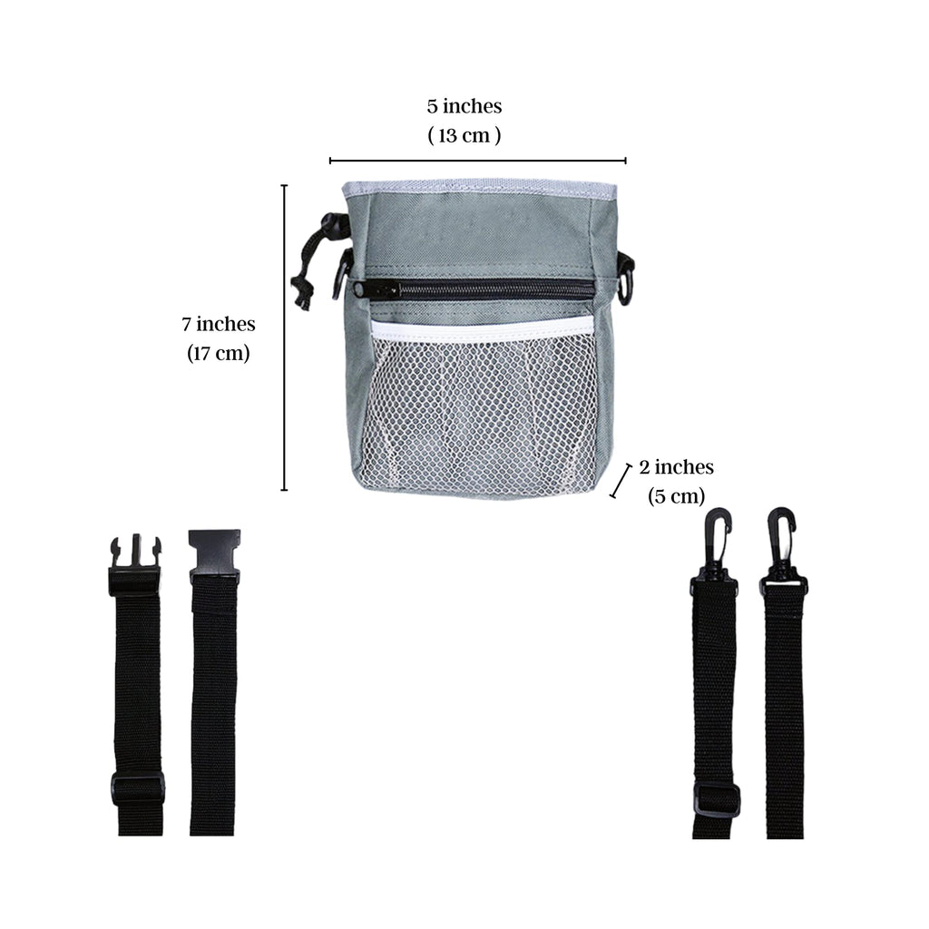 Dog & Bird Training & Travel Treat Pouch Bag, Gray Pet Training Snack Bag