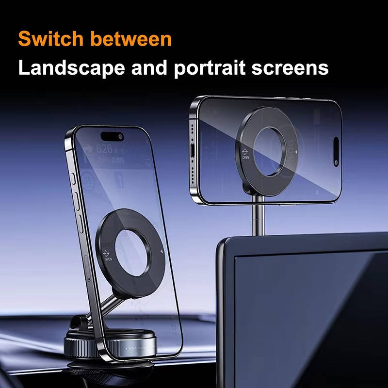 Car Phone Mount with Magnetic Snap and 360° Rotating Arm for All  Devices